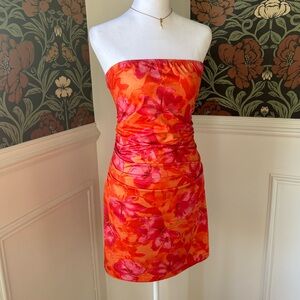 Strapless Tropical Mini Dress 🌺